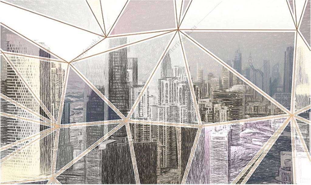 Фотообои в интерьере город за стеклом  15-841 фото