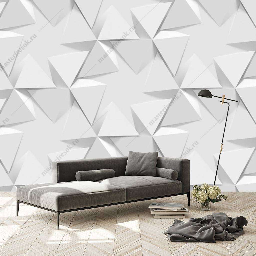 Фотообои в интерьере 3д объемные треугольники  10-812 фото