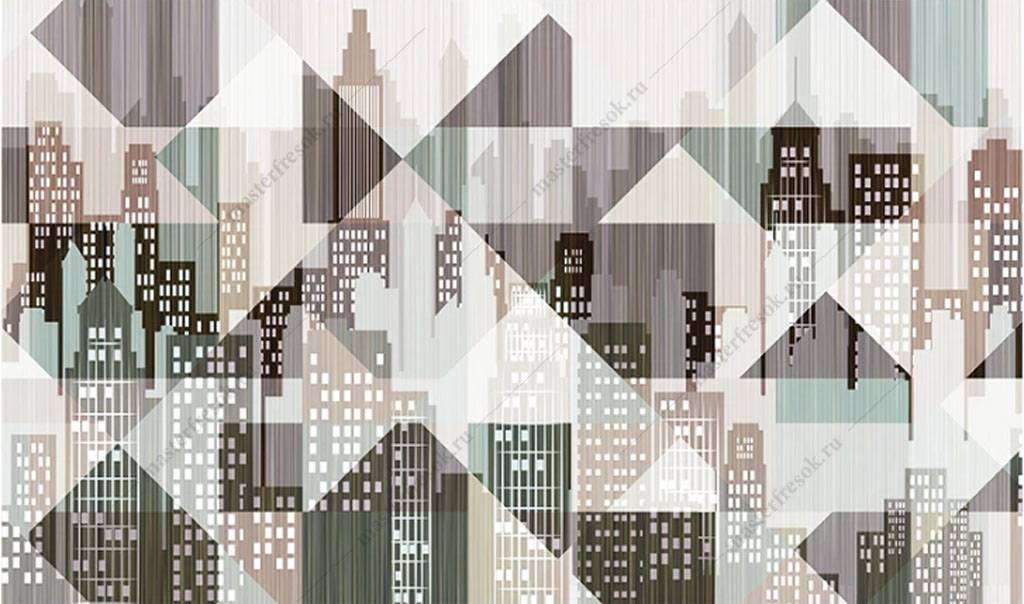 Фотообои в интерьере нарисованный город  15-847 фото