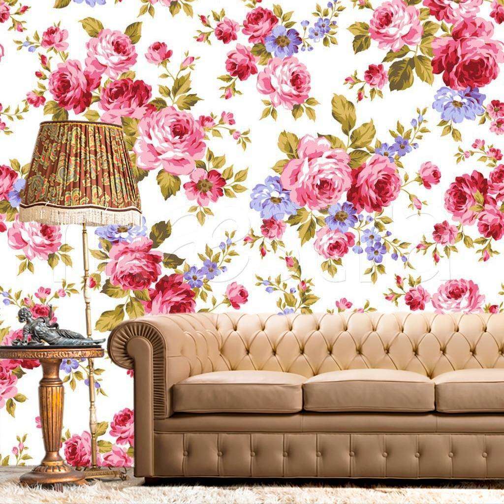 Фотообои Розовые цветы фон на стену  9-087