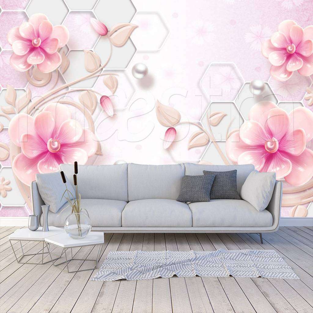 Фотообои 3д цветы нежно-розовые  10-595