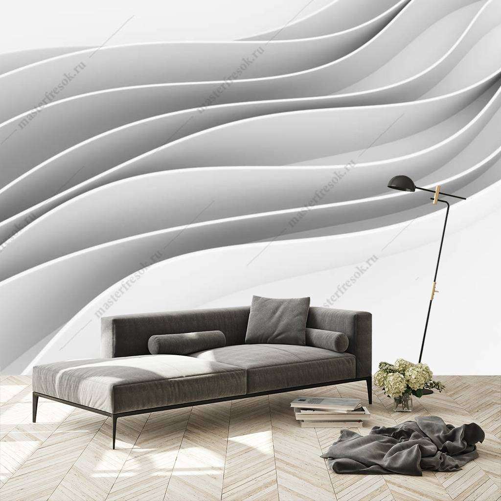 Фотообои 3д белые плавные линии  10-788