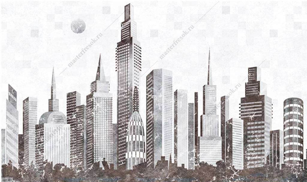 Фотообои в интерьере небоскреб скетч  15-866 фото