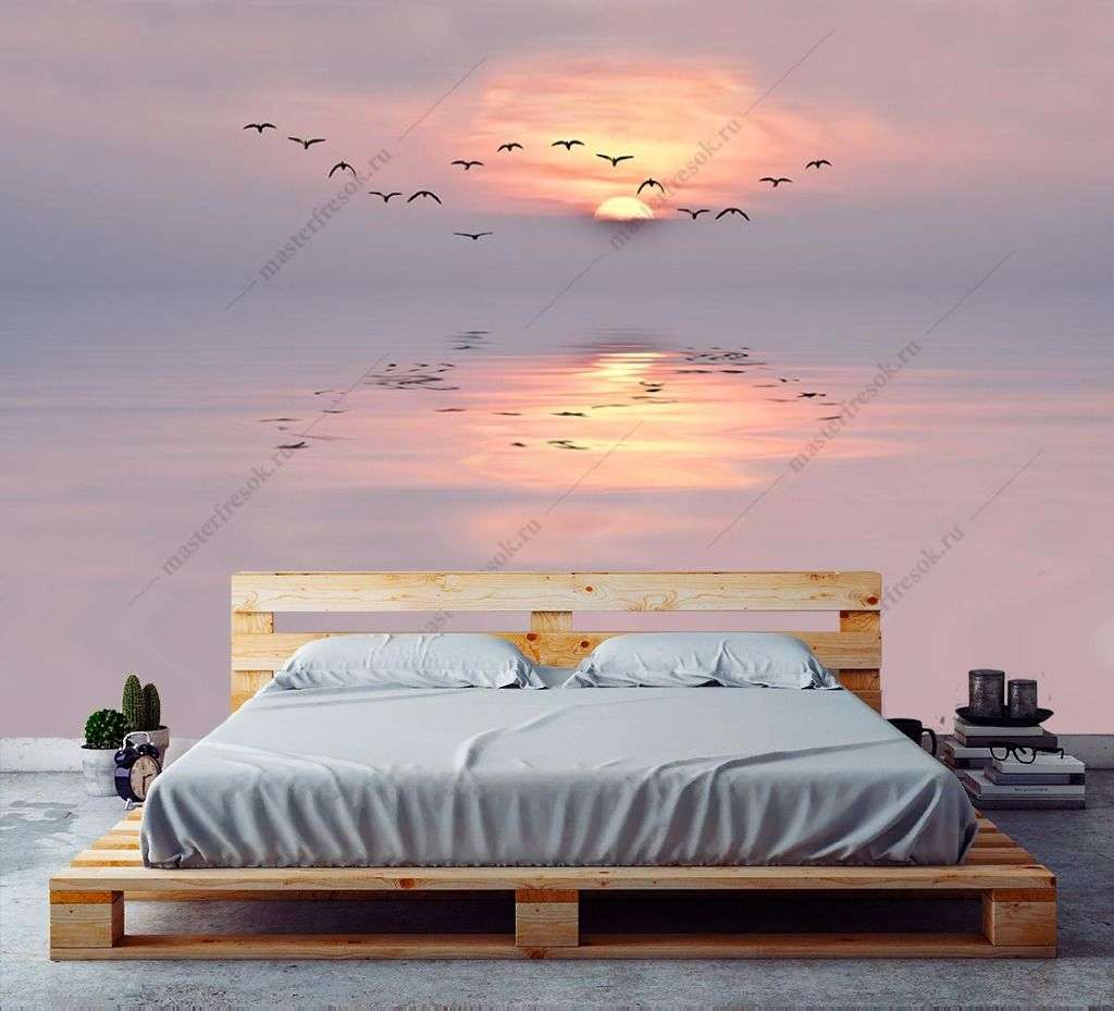 Фотообои в интерьере море на закате  9-1482 фото