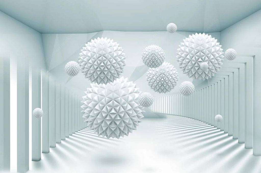 Фотообои в интерьере голубые шары 3д  15-705 фото