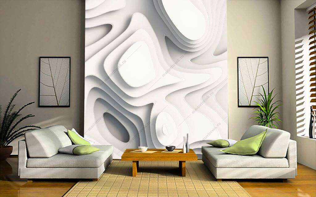 Фотообои в интерьере 3д волны  10-868 фото