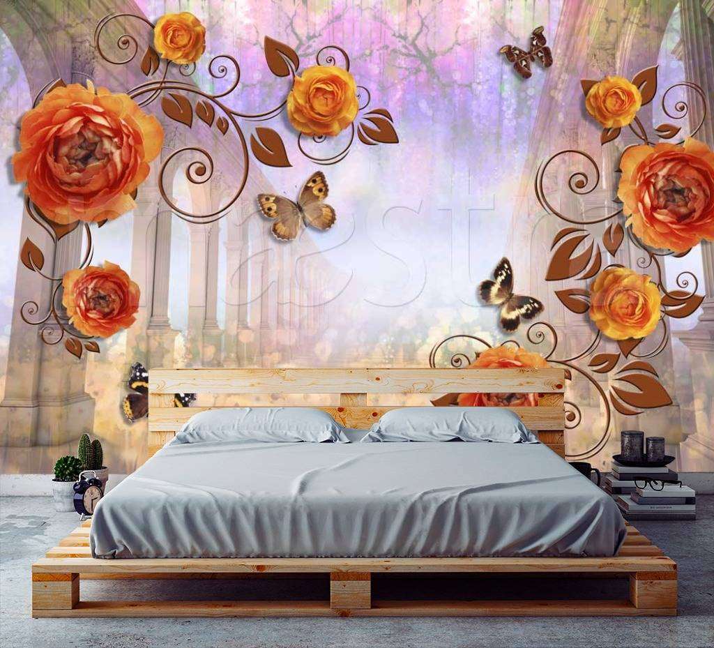 Фотообои Стереоскопические розы с перспективой  7-484