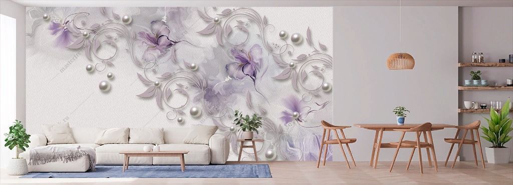 Фотообои 3д Цветы фиолетовые нежные  10-928