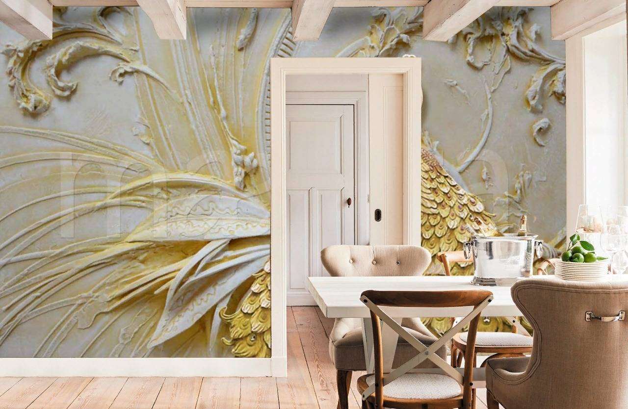 Фотообои в интерьере 3д павлины  7-801 фото