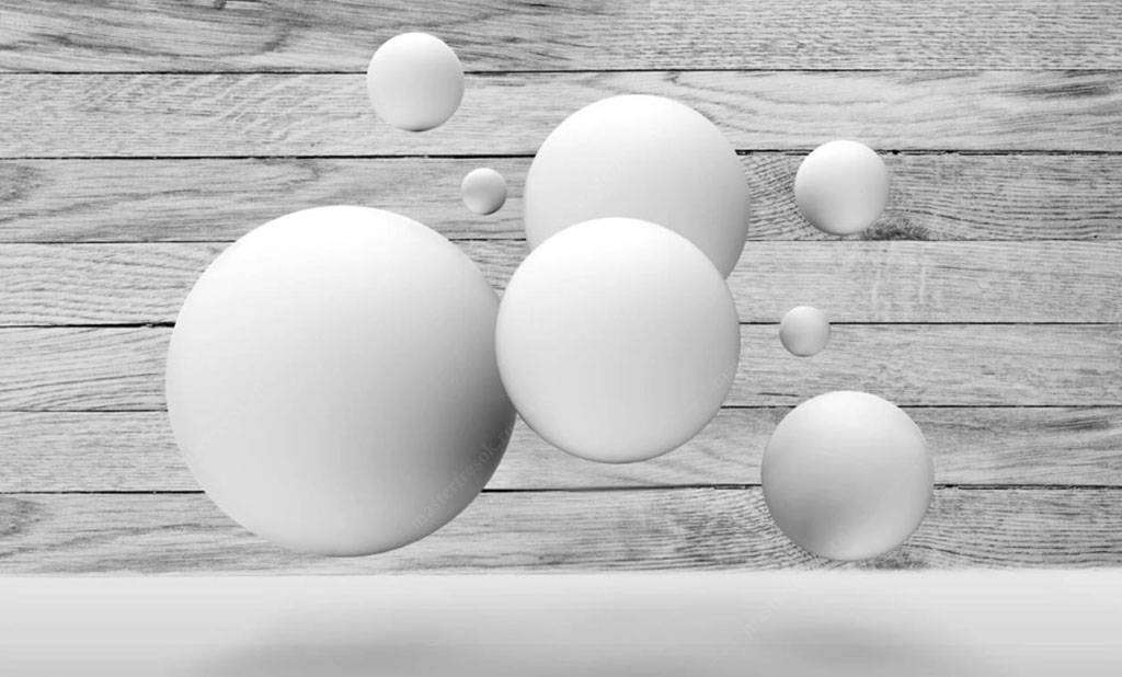 Фотообои в интерьере шары на сером фоне  15-752 фото