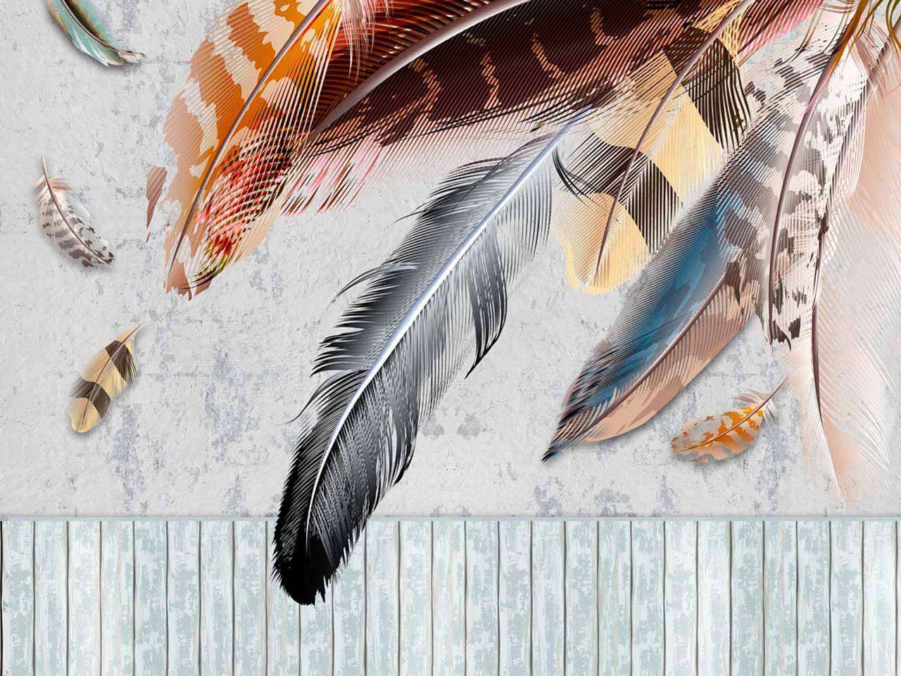 Фотообои в интерьере 3д перо  10-564 фото