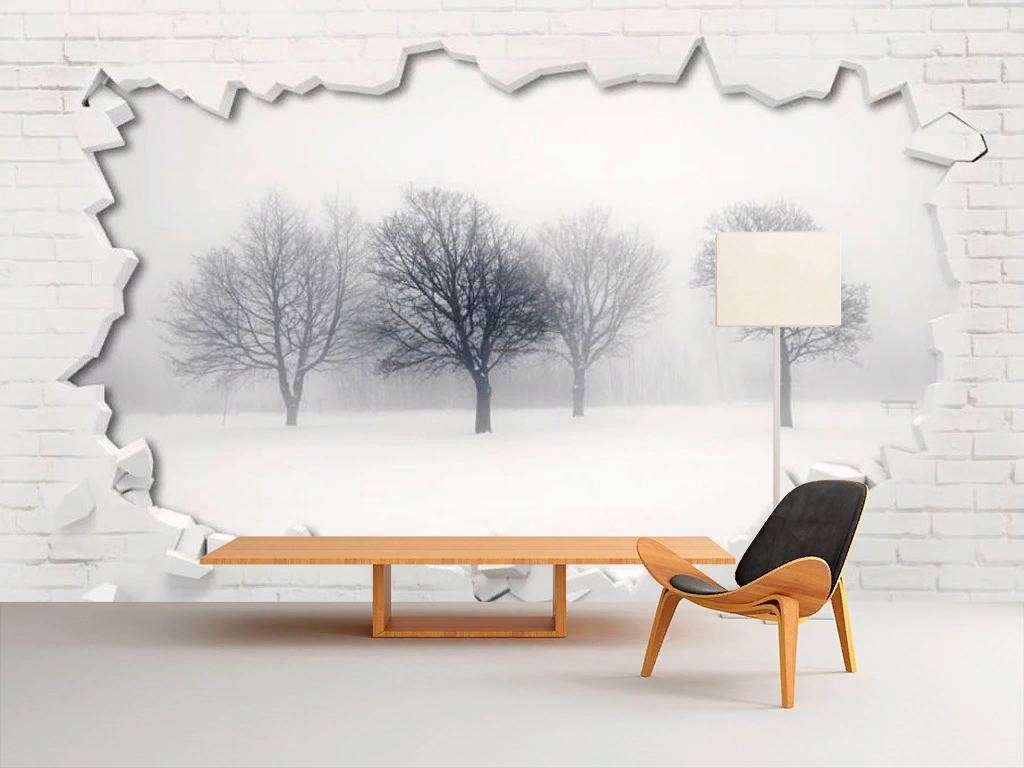 Фотообои в интерьере лес в стене  15-741 фото