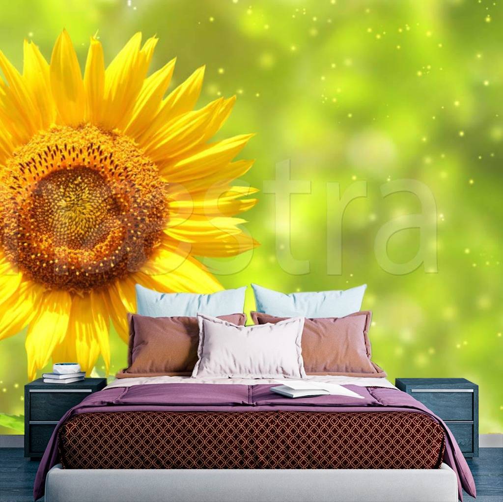 Фотообои Подсолнух в зеленом поле  3-188