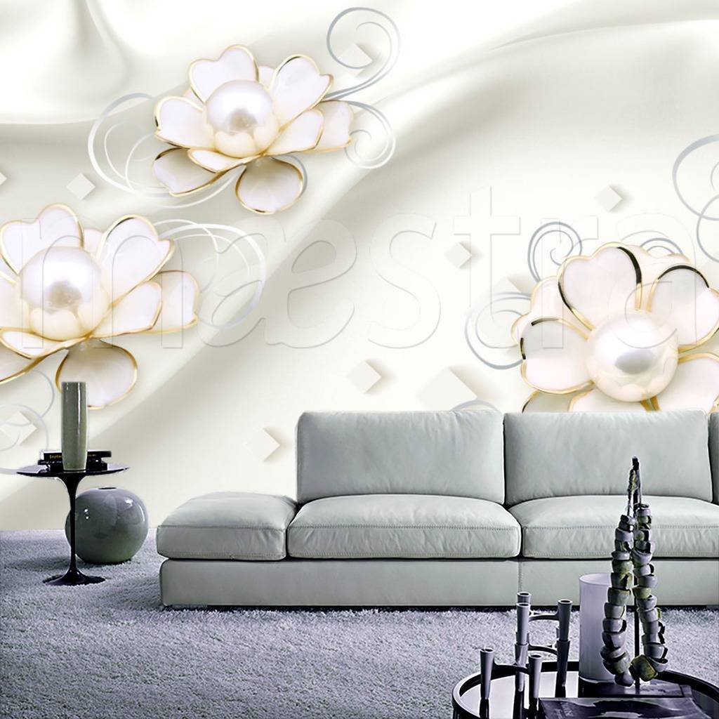 Фотообои Стереоскопические цветы белые  10-589