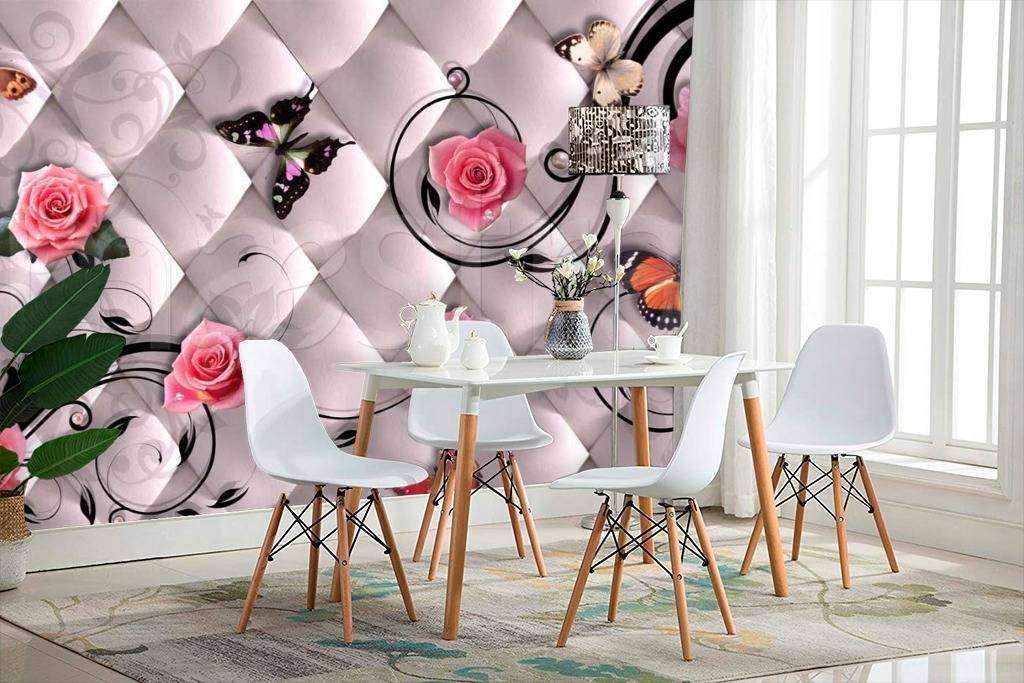 Фотообои 3д розы на сером фоне  7-446