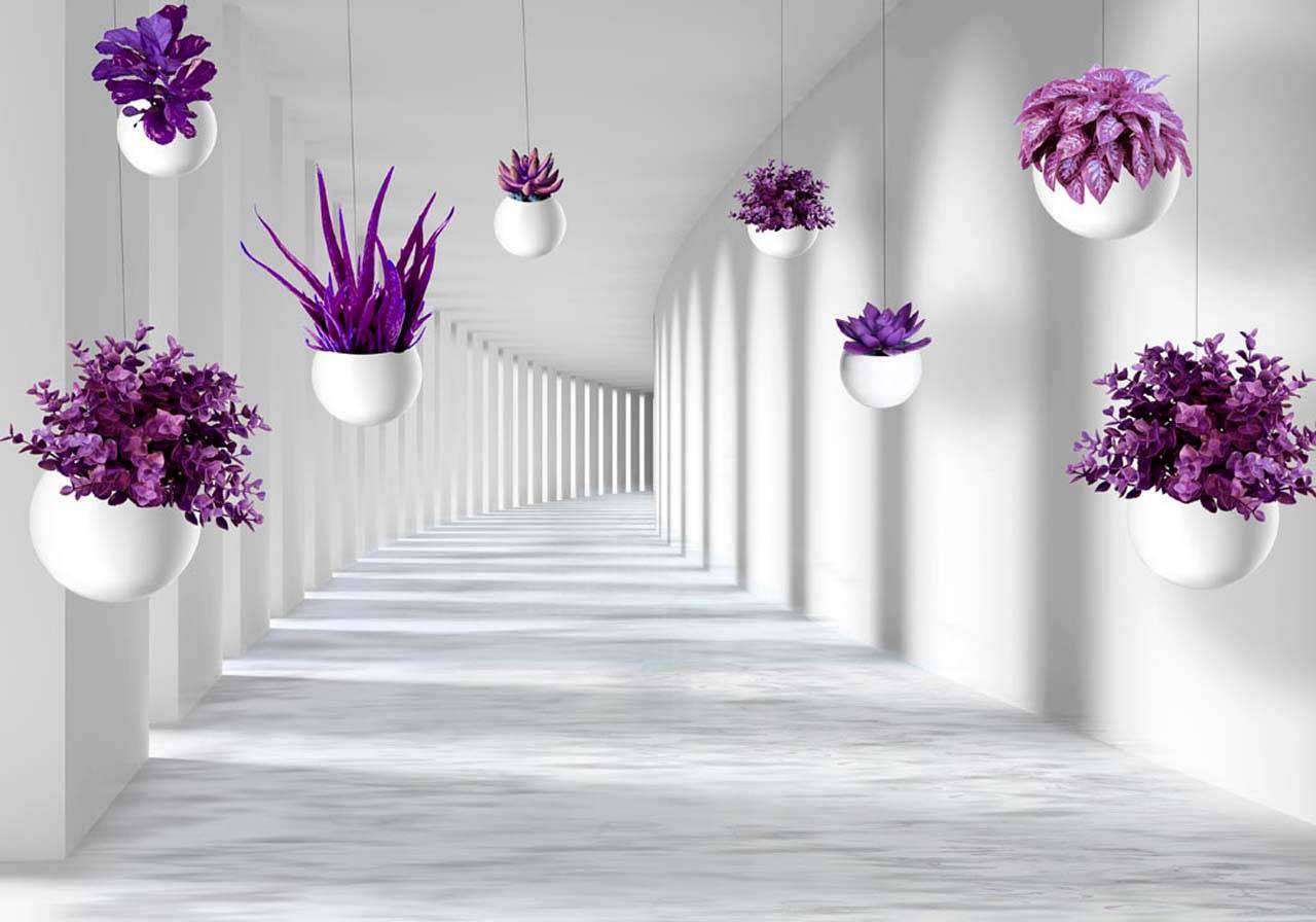 Фотообои в интерьере 3д цветы в тоннеле  10-566 фото