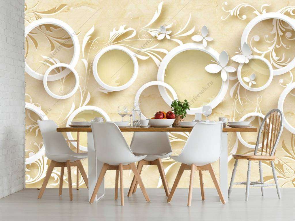 Фотообои в интерьере 3д белые веточки  10-631 фото