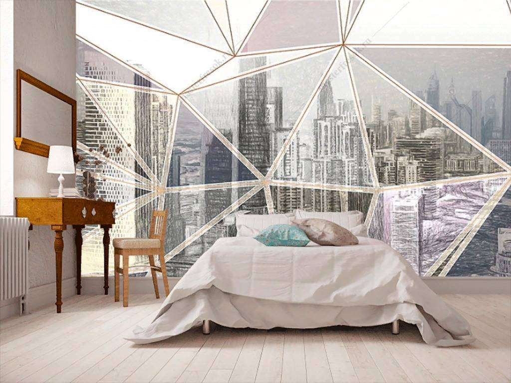 Фотообои в интерьере город за стеклом  15-841 фото