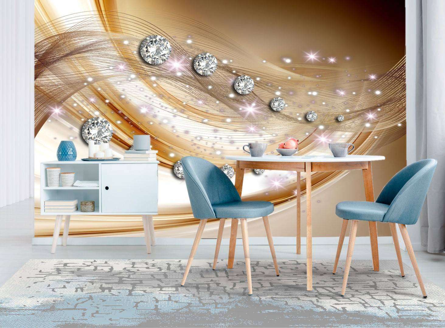 Фотообои в интерьере волна из нитей  10-601 фото