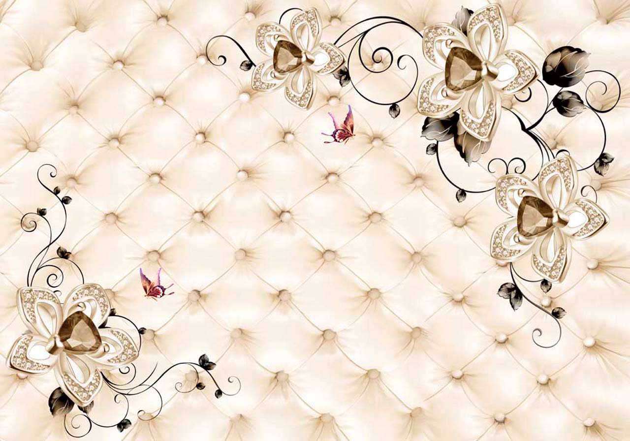 Фотообои в интерьере цветы на фоне 3д  10-408 фото