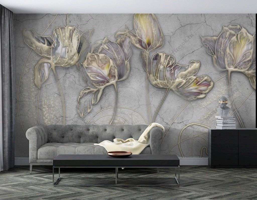 Фотообои в интерьере маки барельеф  13-566 фото