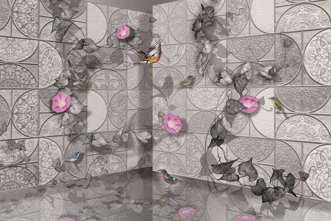 Фотообои в интерьере 3д стена с цветами  7-712 фото