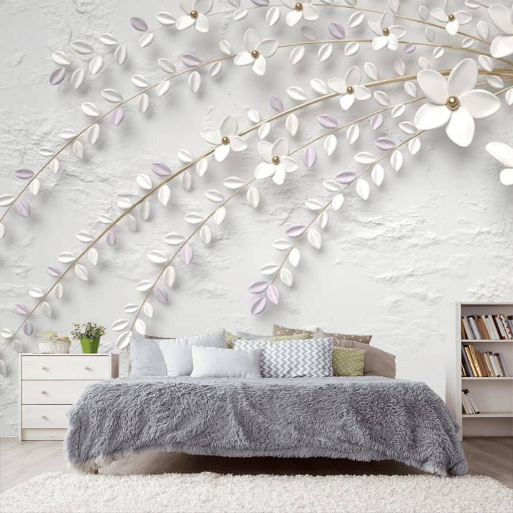 Фотообои 3д белое дерево  15-373