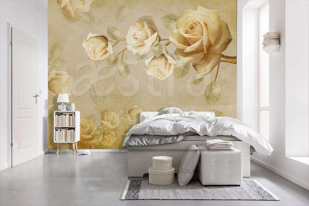 Фотообои Желтые розы на бежевом фоне  10-425