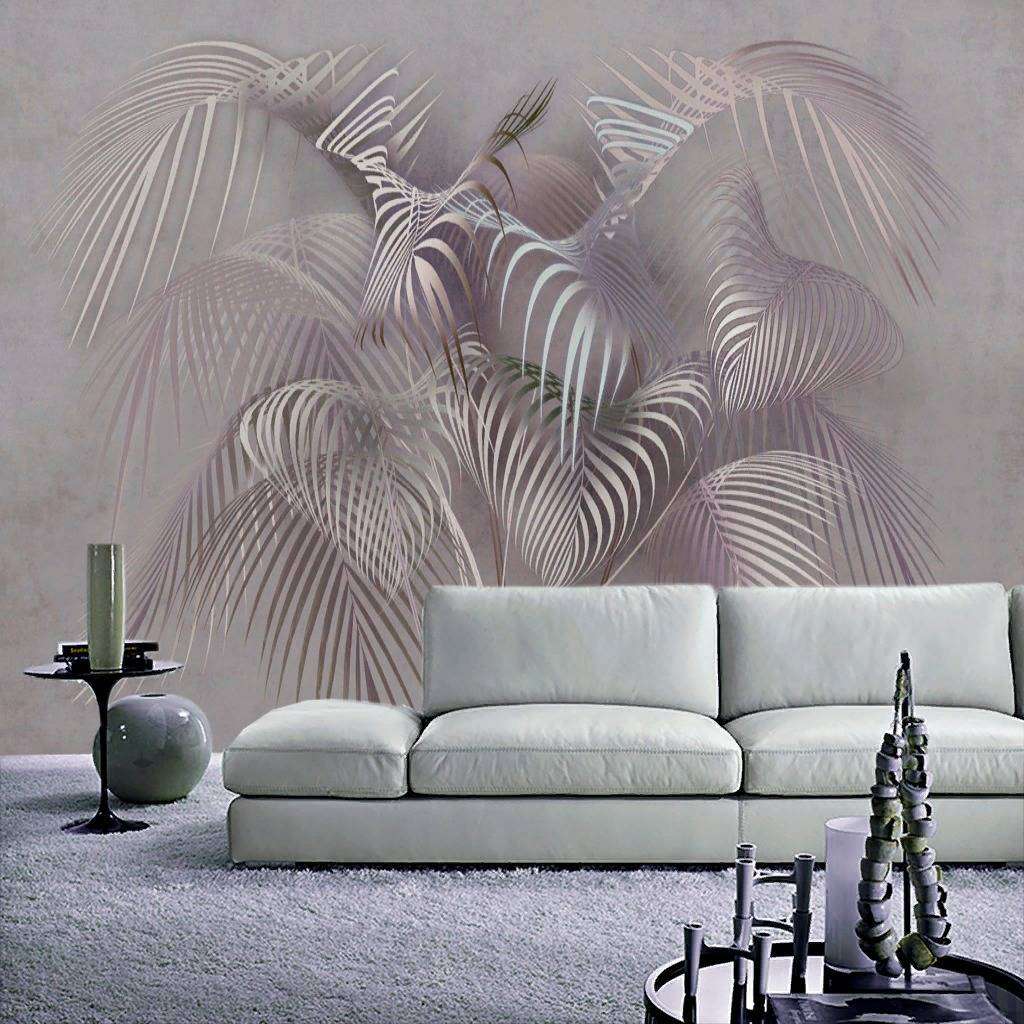 Фотообои в интерьере папоротник 3д  13-223 фото