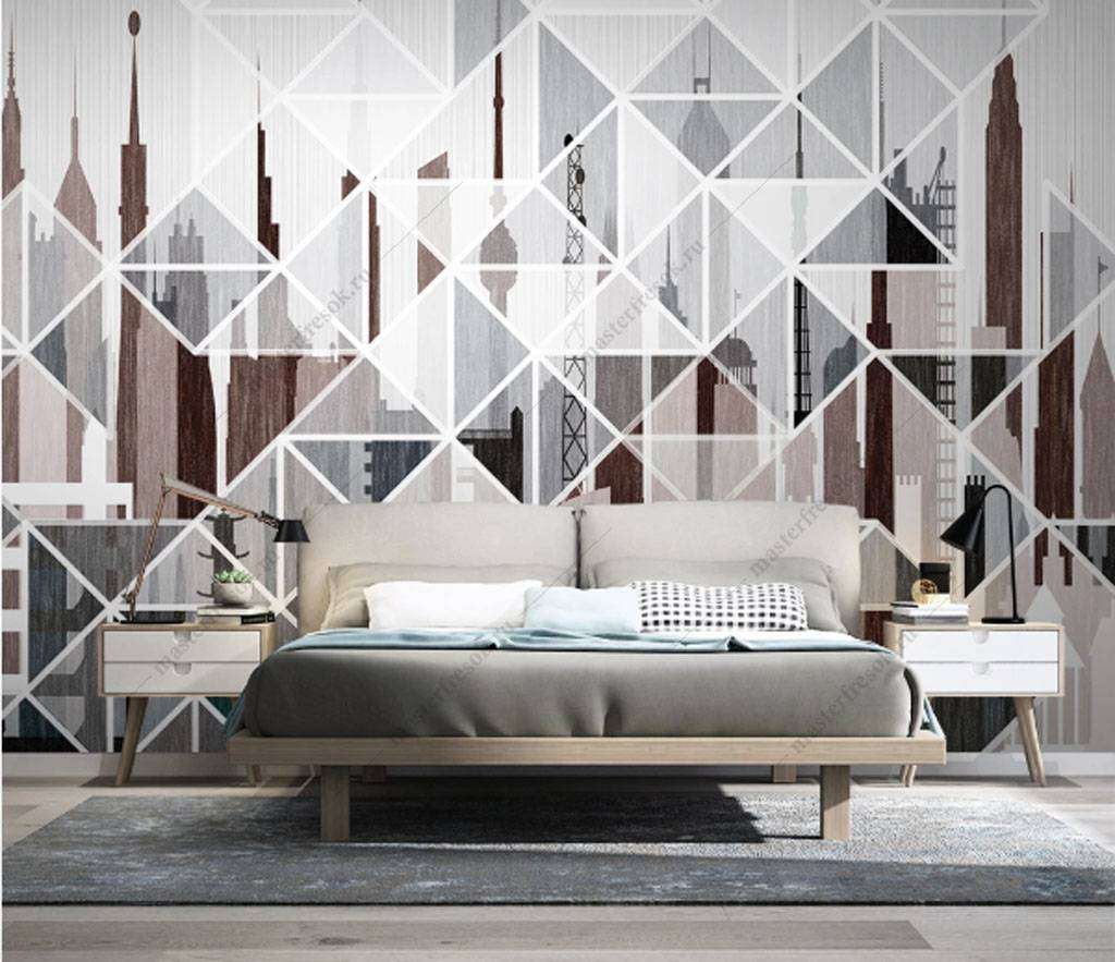 Фотообои в интерьере геометрическая композиция  15-837 фото