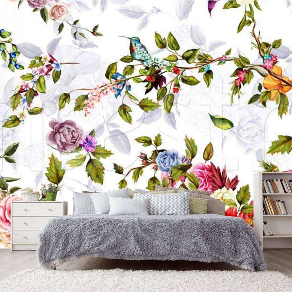 Фотообои в интерьере цветы на стену  9-090 фото