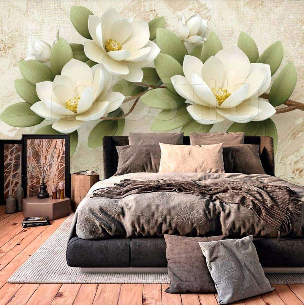 Фотообои Рельефный белый цветок  15-015