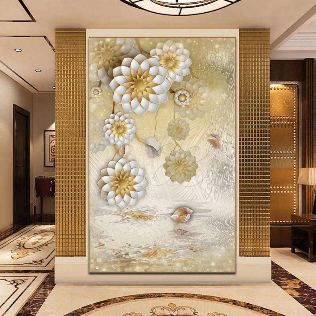 Фотообои Стереоскопические золотые цветы  7-525