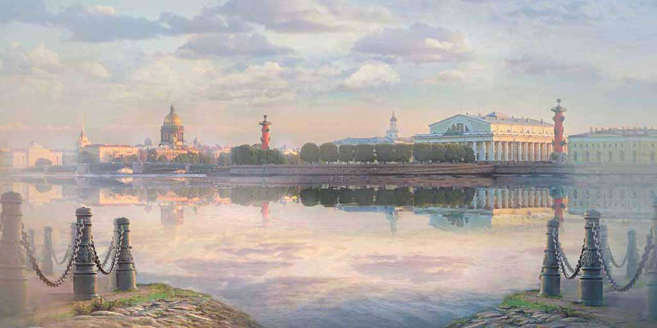 Фотообои в интерьере вид на набережную санкт петербурга  7-506 фото