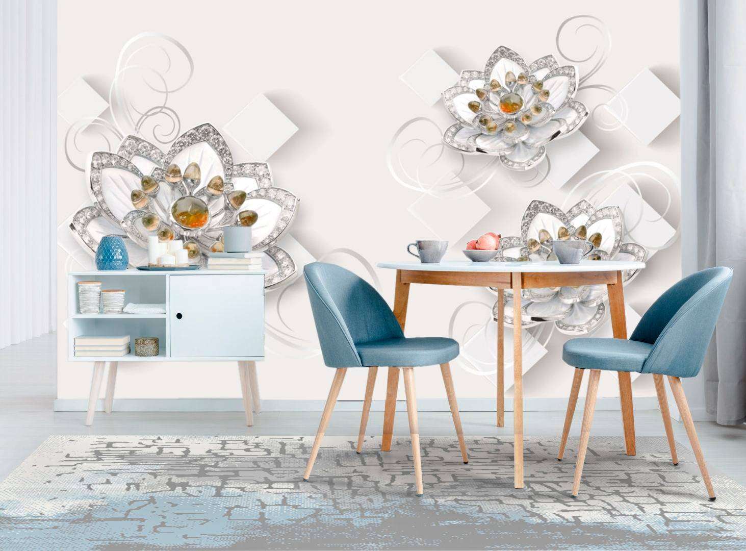 Фотообои в интерьере драгоценные цветы  10-609 фото