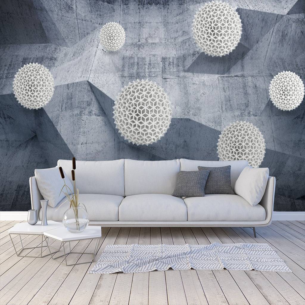 Фотообои 3д шары на бетоне  10-656