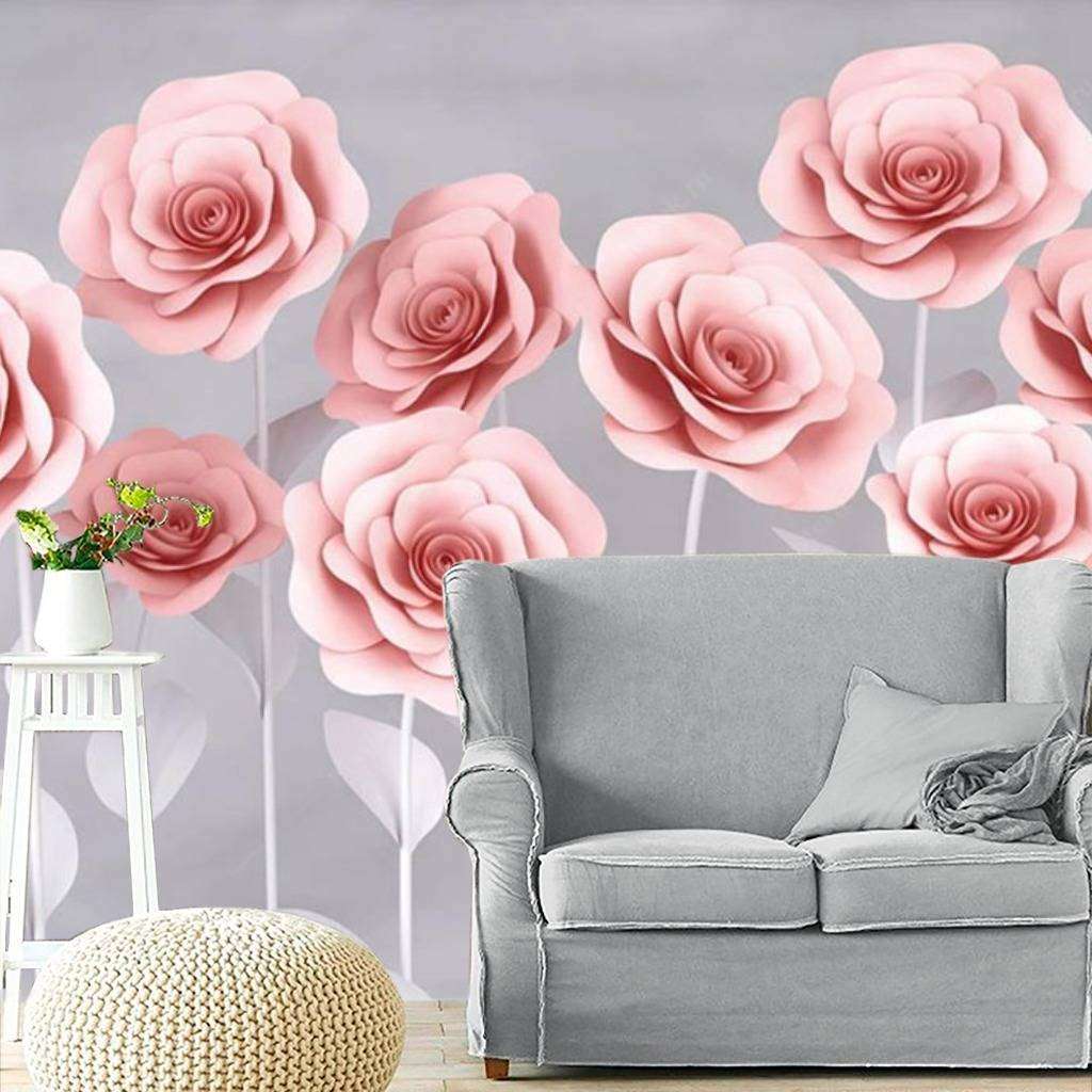 Фотообои в интерьере розовые розы  15-601 фото