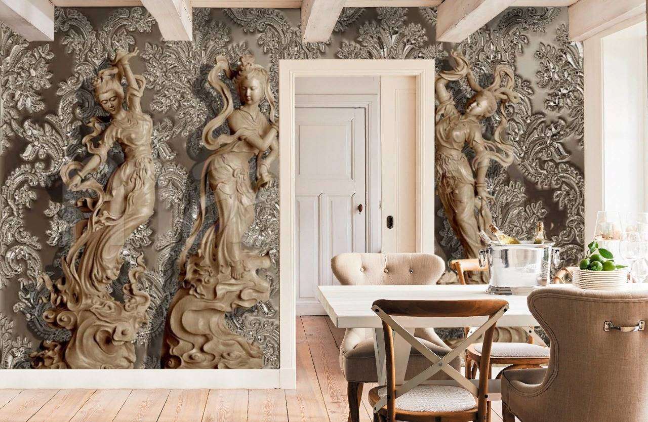 Фотообои в интерьере статуи 3д  7-812 фото