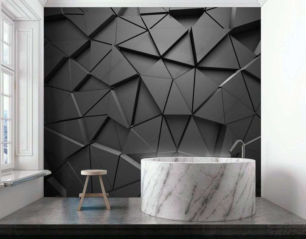 Фотообои в интерьере черный 3д фон  14-597 фото