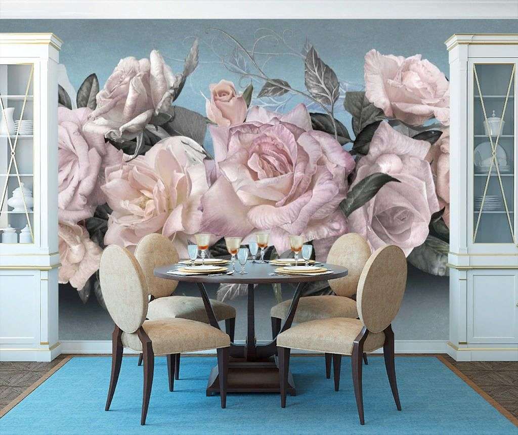 Фотообои в интерьере розы на ветке  13-083 фото