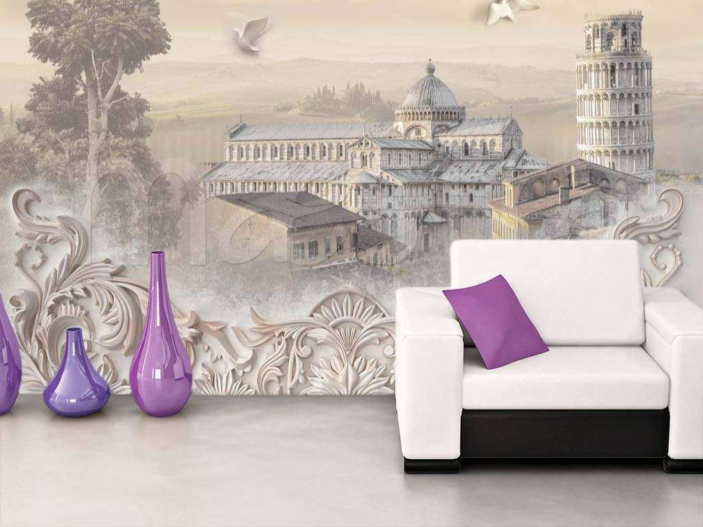 Фотообои в интерьере город с орнаментом  7-767 фото