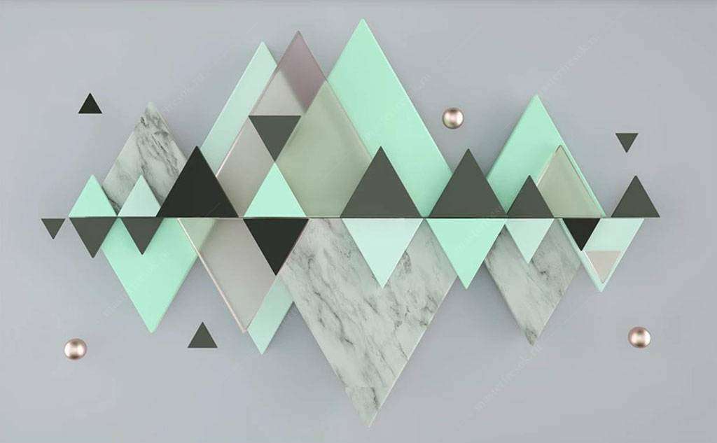 Фотообои в интерьере зеленая зеркальная абстракция  15-586 фото