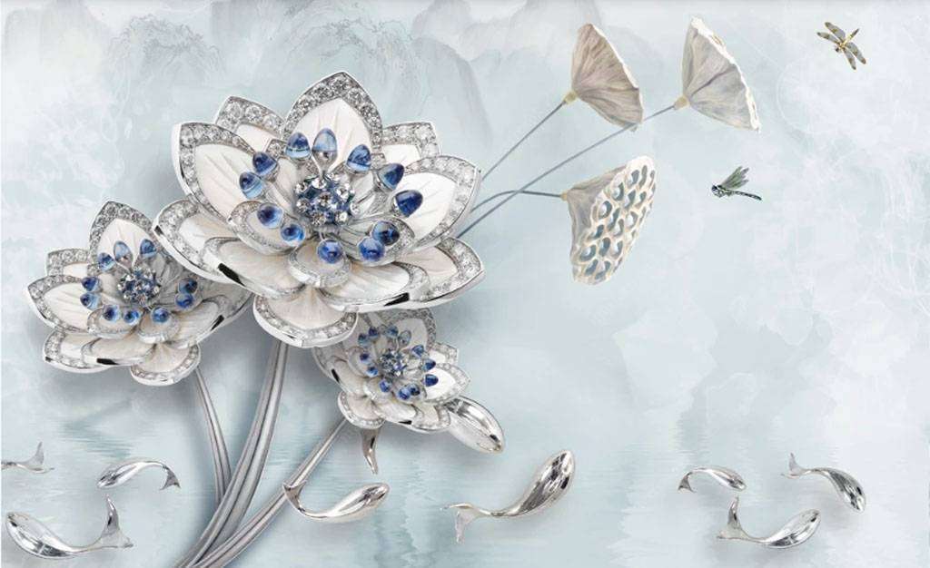 Фотообои в интерьере стеклянный цветок  15-758 фото