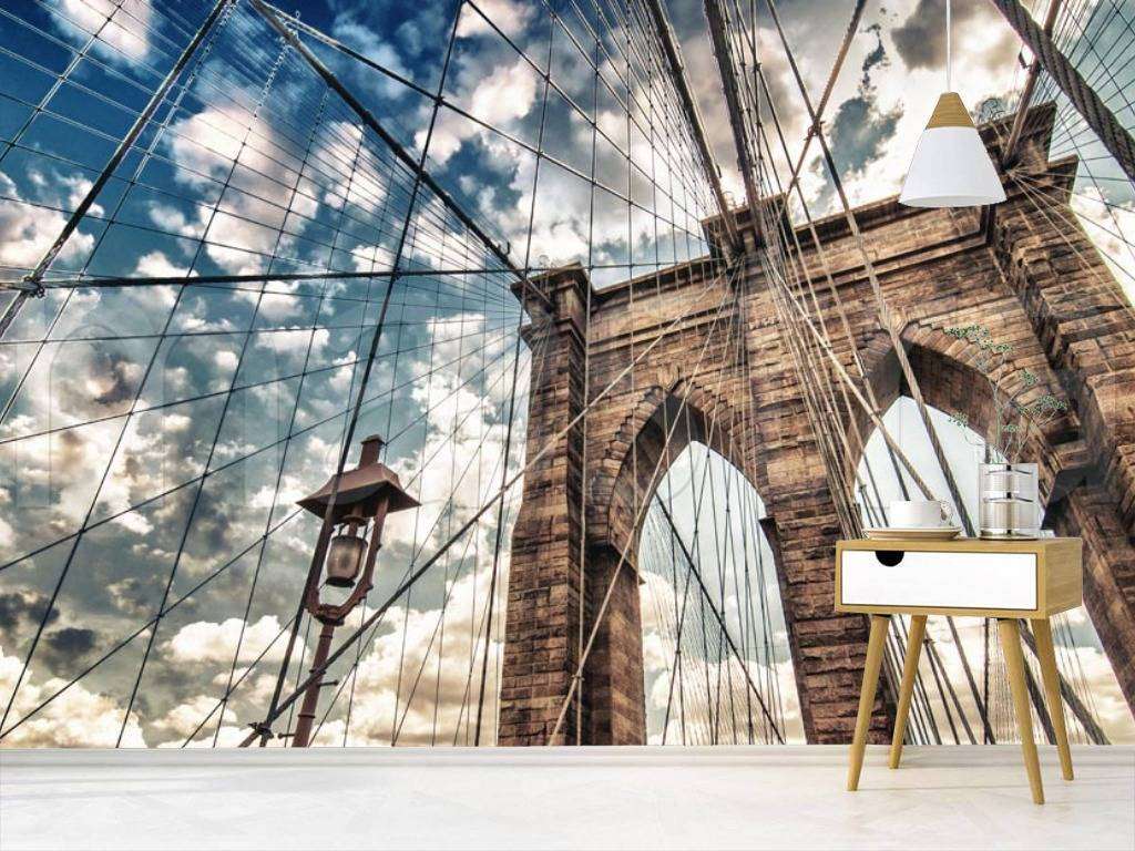 Фотообои Бесшовные обои на стену:  Бруклинский мост в тумане. Артикул: 9-812  