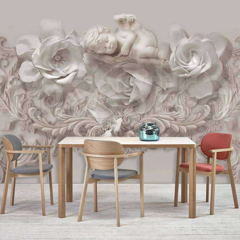 Фотообои в интерьере 3д цветы объемные  7-707 фото