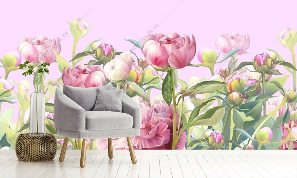 Фотообои Акварельные пионы  10-877