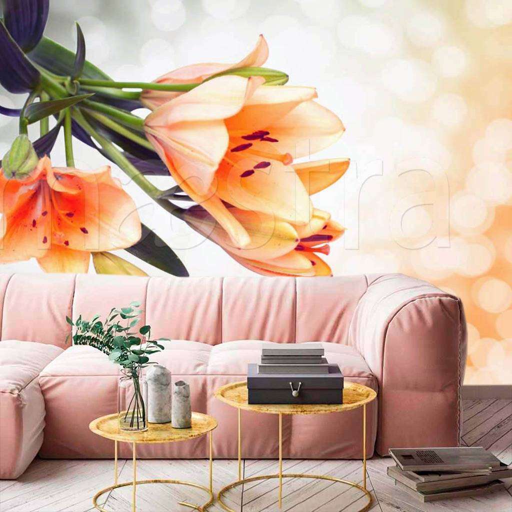 Фотообои Крупные оранжевые цветы  4-055