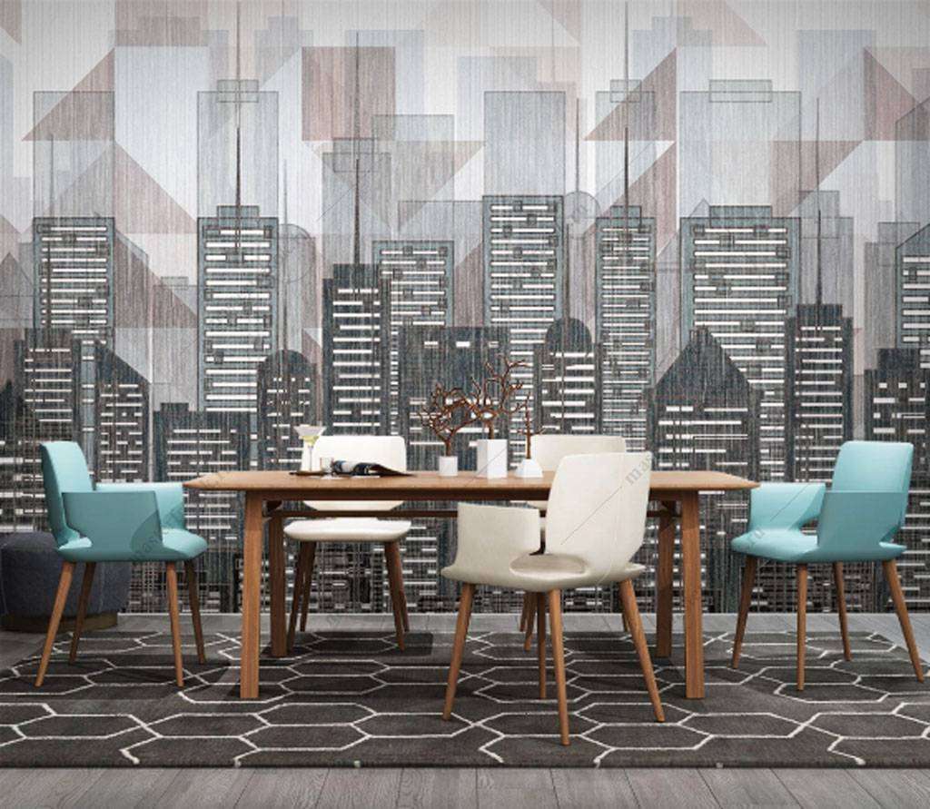 Фотообои в интерьере рисунок города  15-851 фото