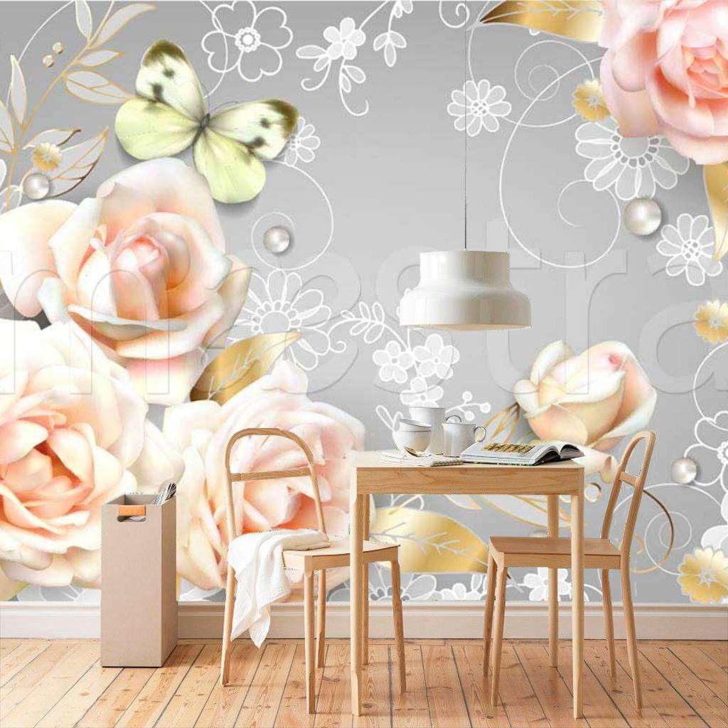 Фотообои Зд розы на сером  9-015