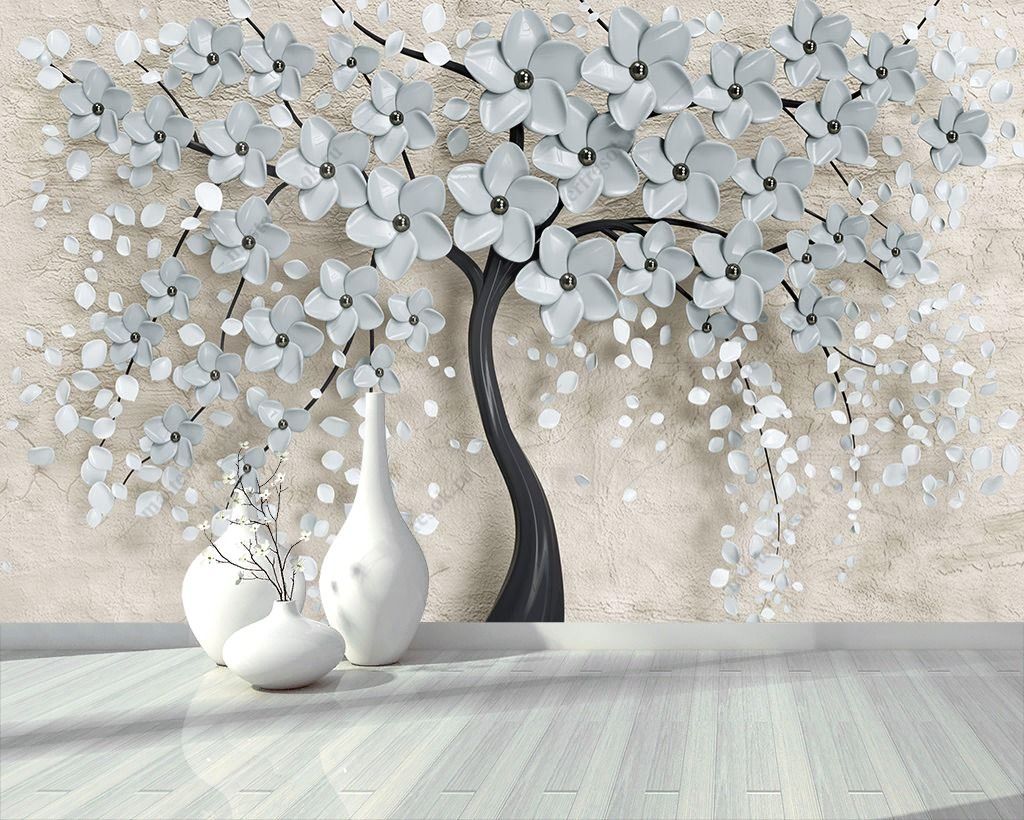 Фотообои 3д Цветущее белое дерево  10-895